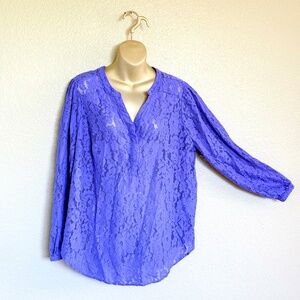 Periwinkle Blue Purple Floral Lace Romantic Whimsigoth Harper Blouse Torrid 1X